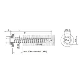 100 Stk. Bohrschrauben E-X BOHR RS 16 6.5 x 65 mm