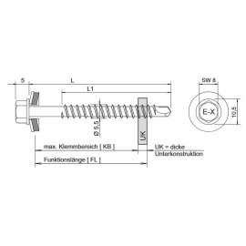 100 Stk. Bohrschrauben E-X BOHR 2 16 5,5 x 100 mm
