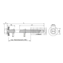 100 Stk. Sandwich-Schrauben Holz E-X BOHR RS HT 6,5 x 160 mm