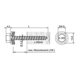 100 Stk. Spezialschrauben E-XS 14 A 4,9 x 25
