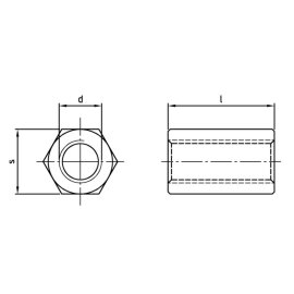100 Stk. Gewindemuffen Edelstahl A4 6-kant M8 x 30