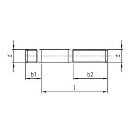 100 Stück Stiftschrauben DIN 939 A2 M10 x 25