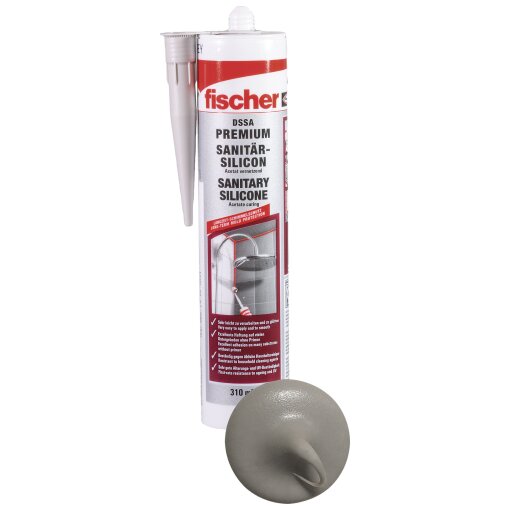fischer® Premium Sanitärsilikon DSSA 310ml sanitärgrau