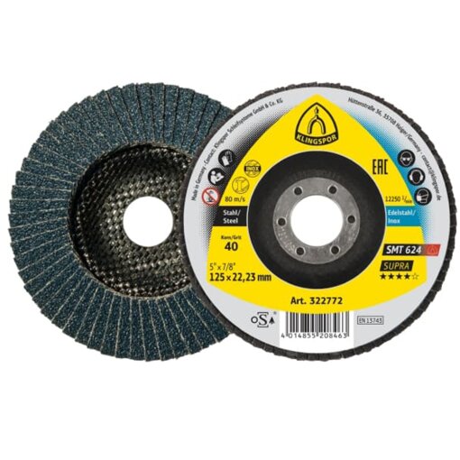1 Stück Schleifmopteller für Edelstahl und Stahl SMT 624 Supra 115 mm Korn 60