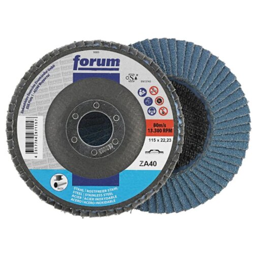 1 Stück Fächerschleifscheibe Zirkonkorund 115 mm gerade Korn 60 FORUM