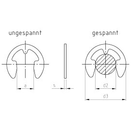 1000 Stk. Sicherungsscheiben Edelstahl für Wellen DIN 6799 2,3 mm