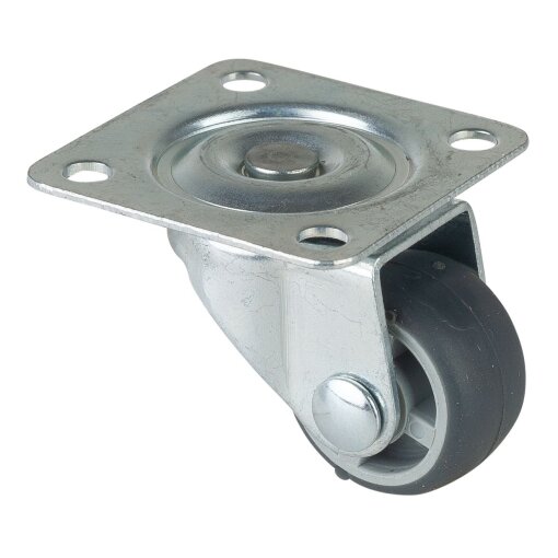 Lenkrolle 25 mm, 40x40 mm Platte Gummirad F26.026
