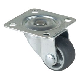 Lenkrolle 25 mm, 40x40 mm Platte Gummirad F26.026