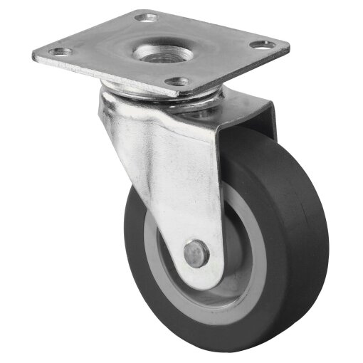 Lenkrolle 50 mm, 47x47 mm Platte Gummirad F26.051