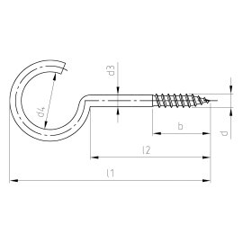 1 Stück gebogene Schraubhaken A2 4,4 x 50 mm