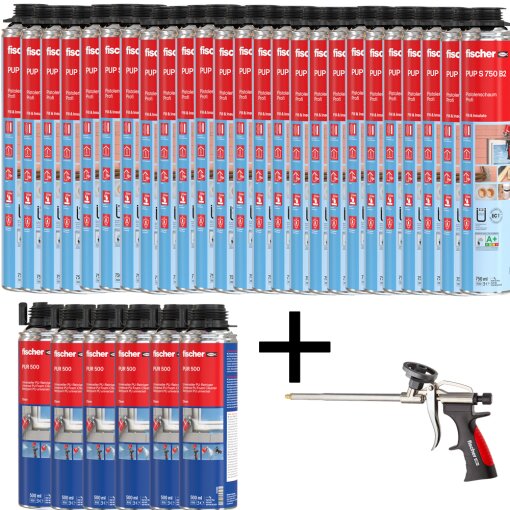 Pistolenschaum PUP S 750 B2 750 ml + Schaumpistole PUPM 3 + PU - und Pistolenreiniger PUR 500