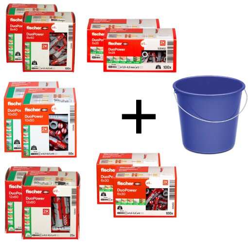 Dübel DuoPower + Haushaltseimer 10 Liter